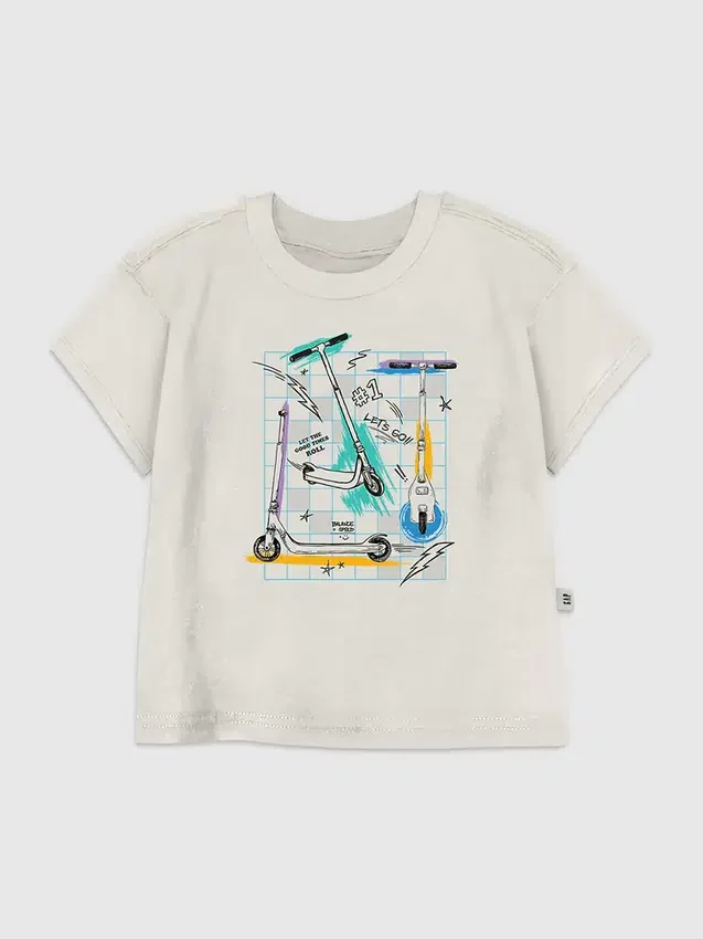 Camiseta con estampado «Scooter Grid» para niños pequeños