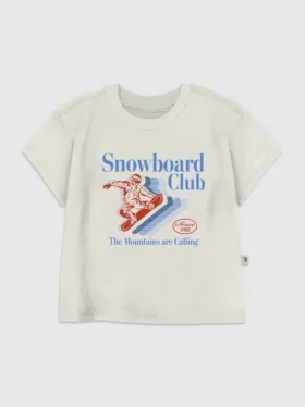 Camiseta con estampado «Snowboard Club» para niños pequeños