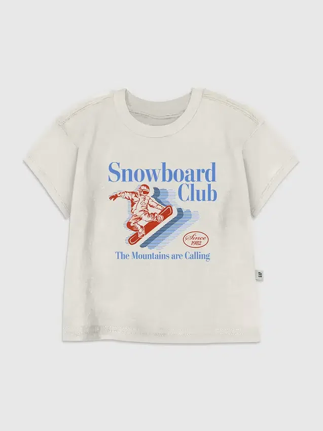 Camiseta con estampado «Snowboard Club» para niños pequeños