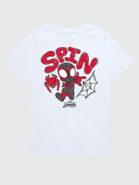Camiseta con estampado «Spin Doodle» de Marvel para niños pequeños con pantalones cortos