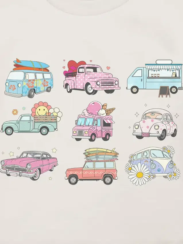Camiseta con estampado «Trucks and Cars» para niños pequeños