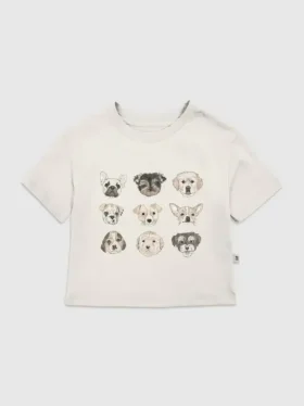 Camiseta con estampado variado de cachorros para niños pequeños