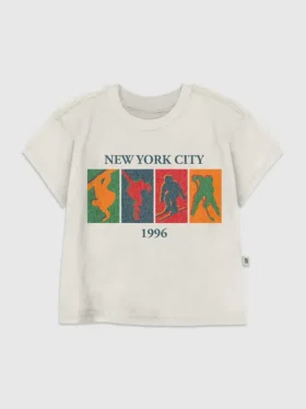 Camiseta con estampado vintage de deportes de invierno para niños pequeños