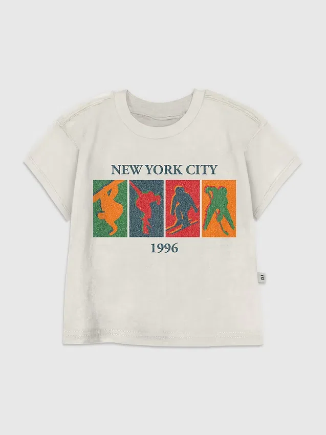 Camiseta con estampado vintage de deportes de invierno para niños pequeños
