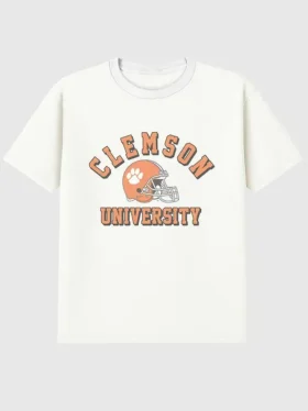 Camiseta con estampado vintage de fútbol americano de la Universidad de Clemson