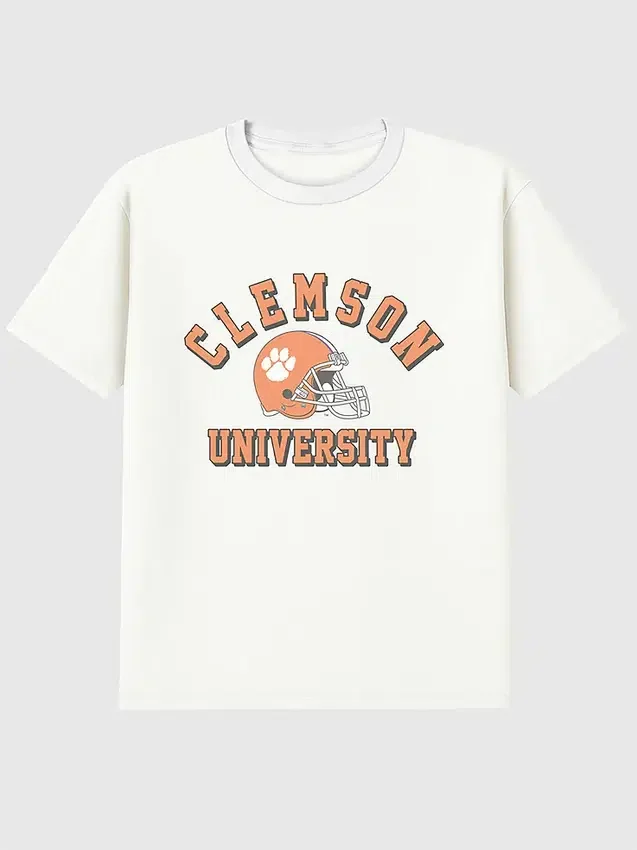 Camiseta con estampado vintage de fútbol americano de la Universidad de Clemson