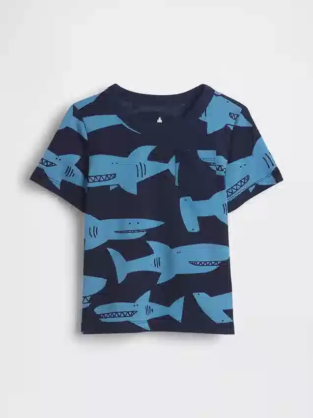 Camiseta con estampado y bolsillo para bebés y niños pequeños, combinable