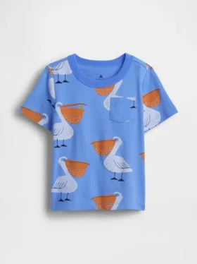 Camiseta con estampado y bolsillo para bebés y niños pequeños, combinable