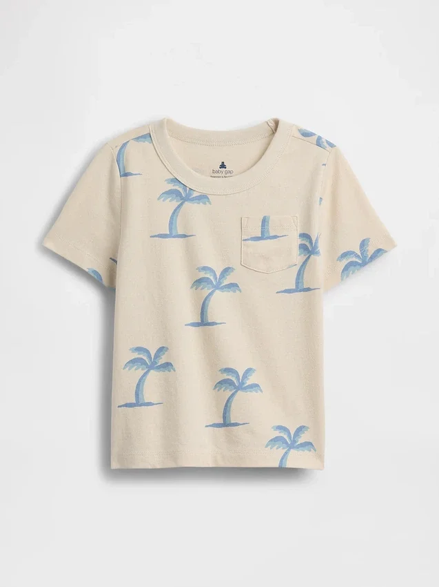 Camiseta con estampado y bolsillo para bebés y niños pequeños, combinable