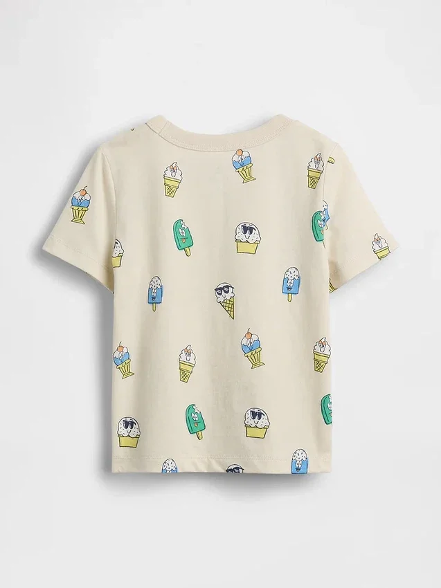 Camiseta con estampado y bolsillo para bebés y niños pequeños, combinable