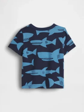 Camiseta con estampado y bolsillo para bebés y niños pequeños, combinable