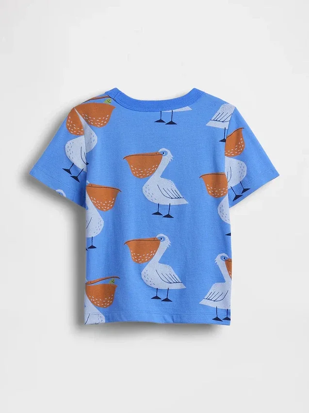 Camiseta con estampado y bolsillo para bebés y niños pequeños, combinable