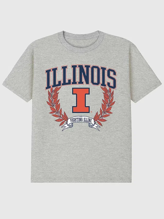 Camiseta con gráfico oscuro «Laurels» de la Universidad de Illinois