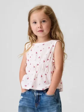 Camiseta con lazo de punto arrugado para bebés y niños