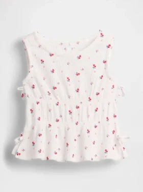Camiseta con lazo de punto arrugado para bebés y niños