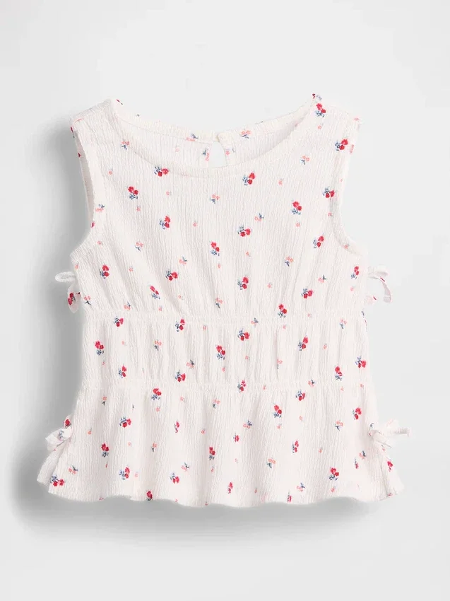 Camiseta con lazo de punto arrugado para bebés y niños
