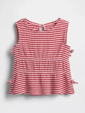 Camiseta con lazo de punto arrugado para bebés y niños