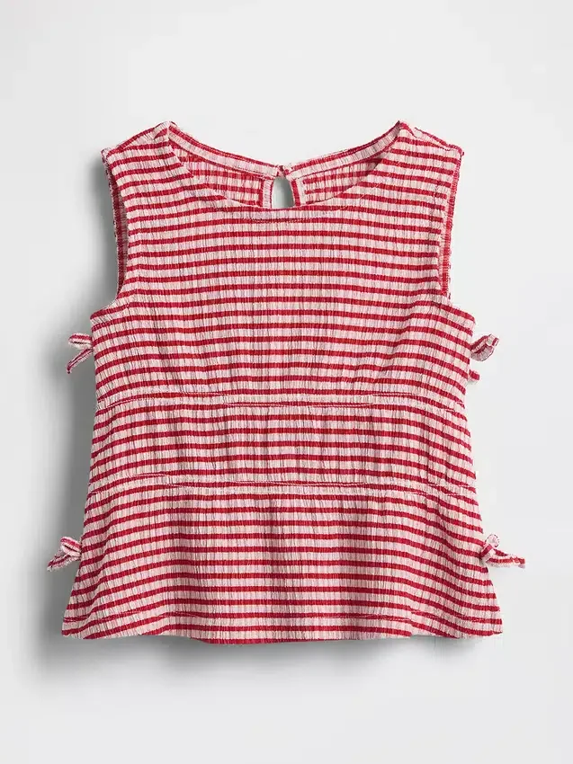 Camiseta con lazo de punto arrugado para bebés y niños