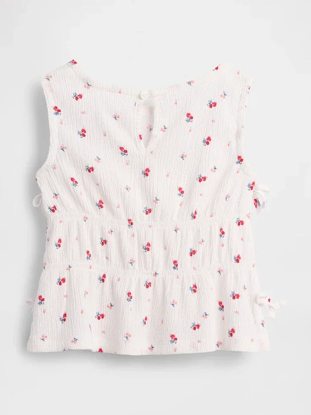 Camiseta con lazo de punto arrugado para bebés y niños