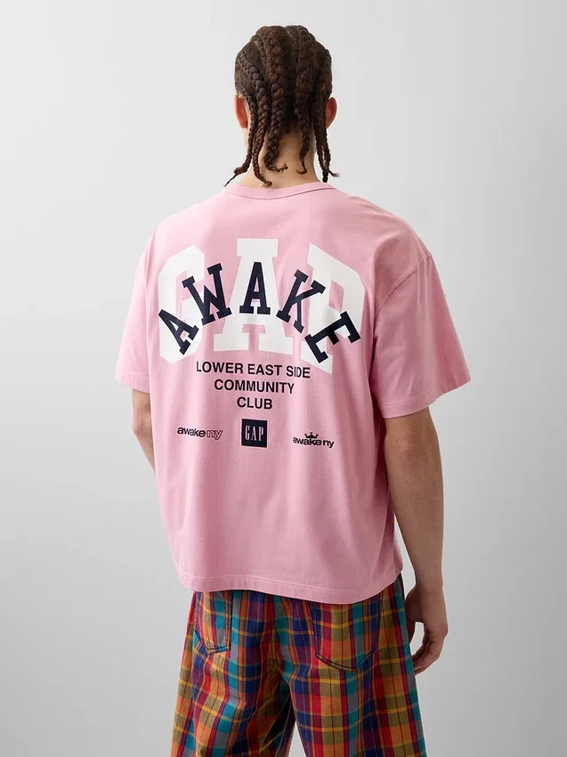 Camiseta con logotipo de corte holgado GAP × Awake Ny