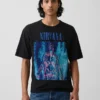 Camiseta corta con estampado de Nirvana de tejido grueso