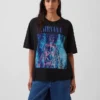 Camiseta corta con estampado de Nirvana de tejido grueso