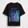 Camiseta corta con estampado de Nirvana de tejido grueso