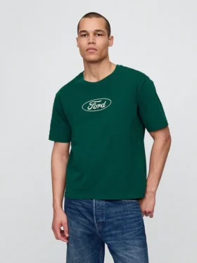 Camiseta corta de algodón grueso con estampado de Ford