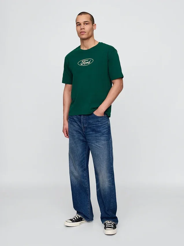 Camiseta corta de algodón grueso con estampado de Ford