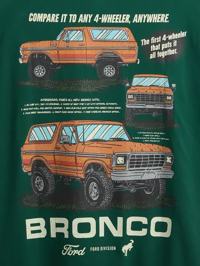 Camiseta corta de algodón grueso con estampado de Ford