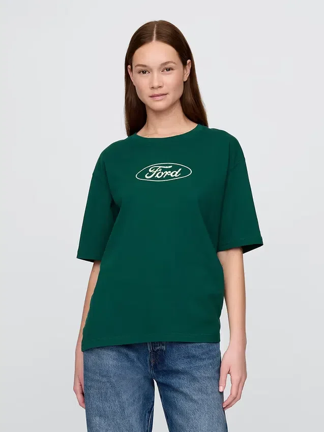 Camiseta corta de algodón grueso con estampado de Ford
