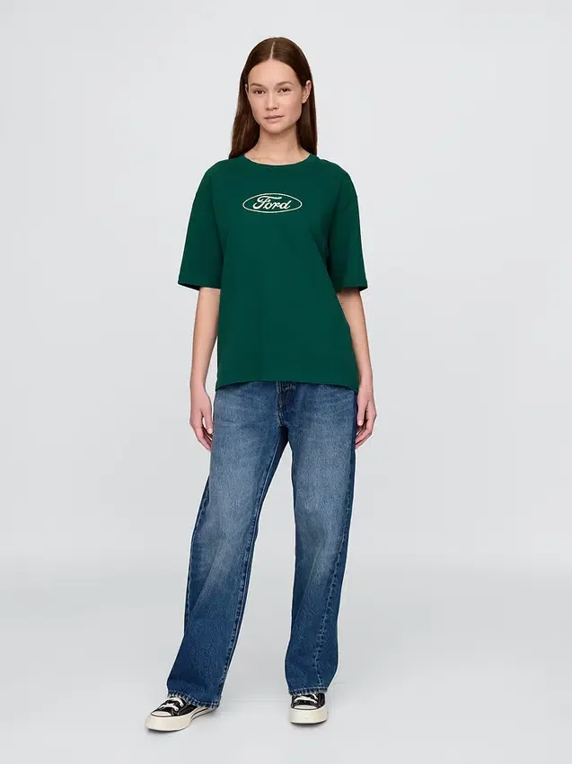 Camiseta corta de algodón grueso con estampado de Ford