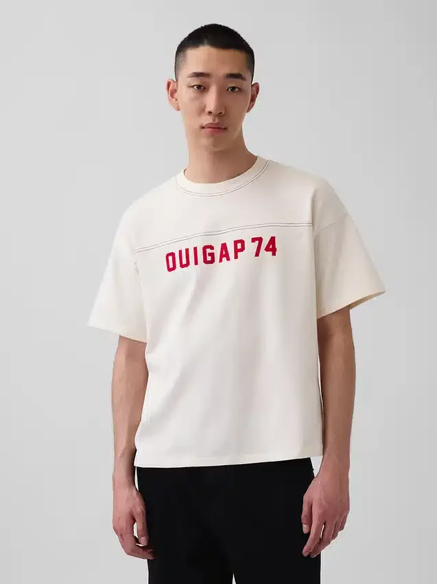 Camiseta corta de jersey grueso con logotipo de Ouigap