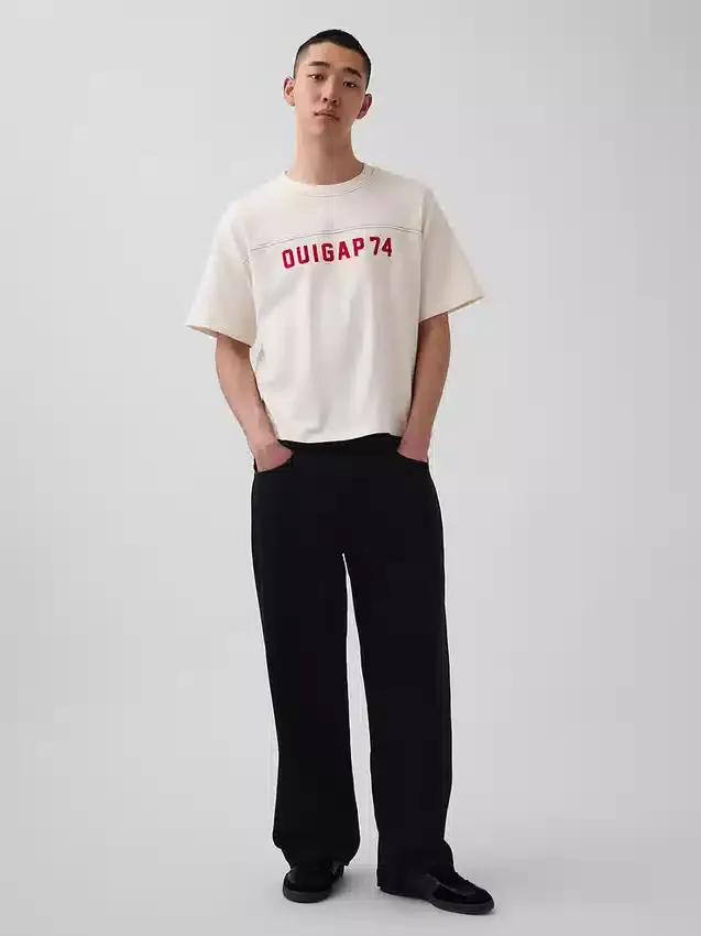 Camiseta corta de jersey grueso con logotipo de Ouigap