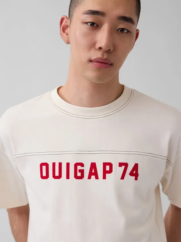 Camiseta corta de jersey grueso con logotipo de Ouigap