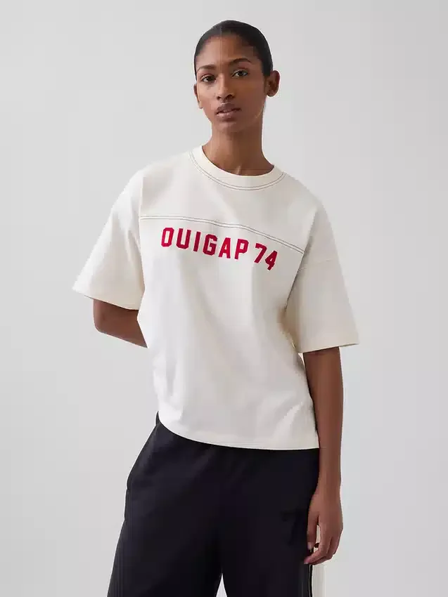 Camiseta corta de jersey grueso con logotipo de Ouigap