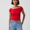Camiseta corta de tirantes con cuello a la espalda de jersey de punto tupido