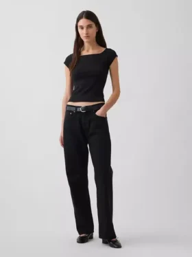 Camiseta corta de tirantes con cuello a la espalda de jersey de punto tupido
