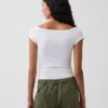 Camiseta corta de tirantes con cuello a la espalda de jersey de punto tupido