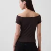 Camiseta corta de tirantes con cuello a la espalda de jersey de punto tupido