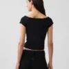 Camiseta corta de tirantes con cuello a la espalda de jersey de punto tupido