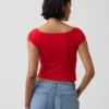 Camiseta corta de tirantes con cuello a la espalda de jersey de punto tupido