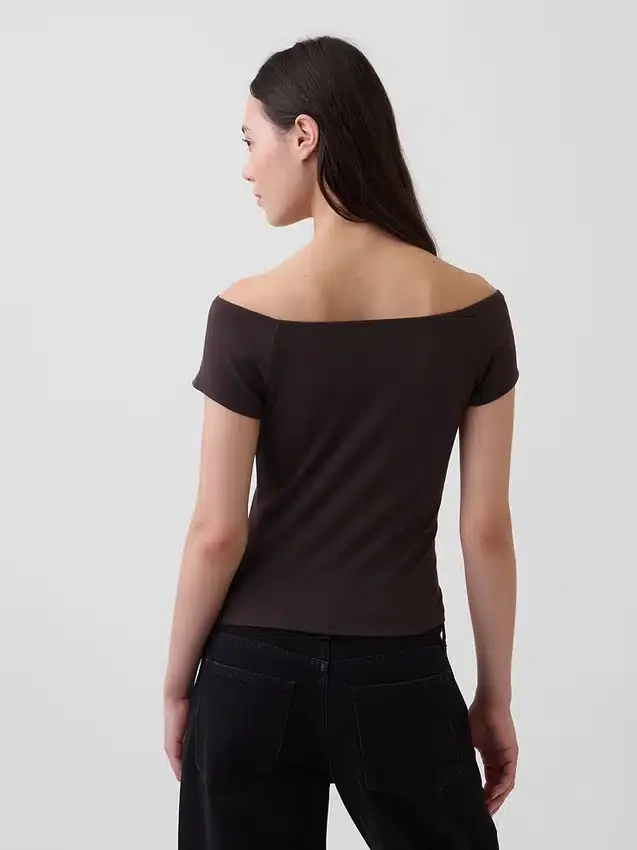 Camiseta corta de tirantes con cuello a la espalda de jersey de punto tupido