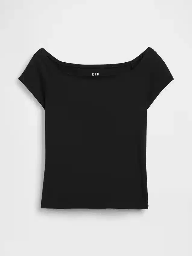 Camiseta corta de tirantes con cuello a la espalda de jersey de punto tupido