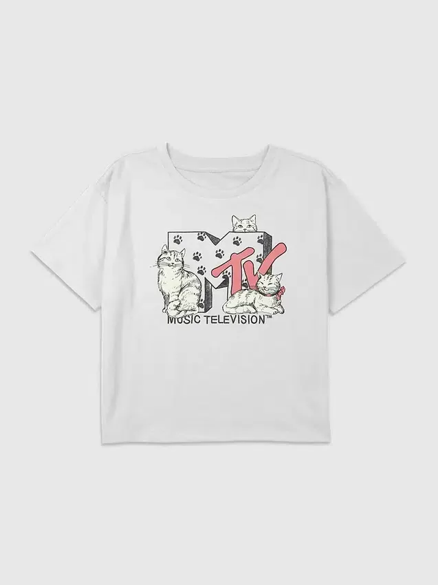 Camiseta corta holgada con estampado de MTV Cats para niños