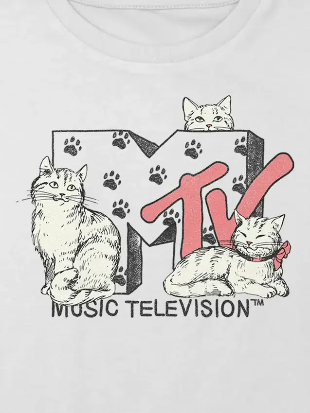 Camiseta corta holgada con estampado de MTV Cats para niños