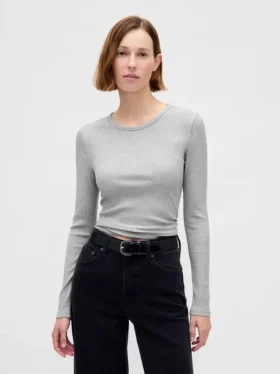 Camiseta corta moderna de canalé compacto