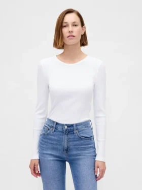 Camiseta corta moderna de canalé compacto