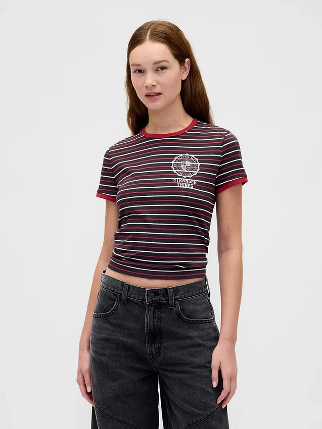 Camiseta corta «Stranger Things» de algodón orgánico Vintagesoft