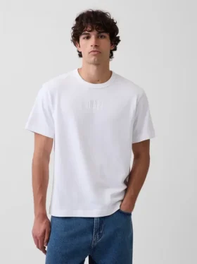 Camiseta de adulto de tejido grueso con corte holgado y logotipo
